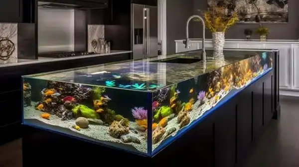 مدل آکواریوم در اپن آشپزخانه + زیباترین و مدرن ترین مدل آکواریوم در اپن آشپزخانه ترند امسال