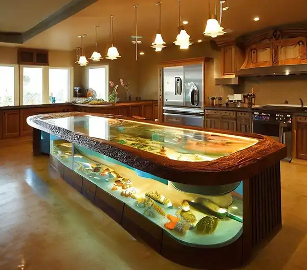 مدل آکواریوم در اپن آشپزخانه + زیباترین و مدرن ترین مدل آکواریوم در اپن آشپزخانه ترند امسال