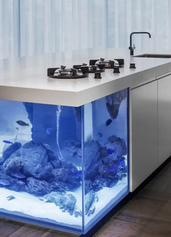 مدل آکواریوم در اپن آشپزخانه + زیباترین و مدرن ترین مدل آکواریوم در اپن آشپزخانه ترند امسال