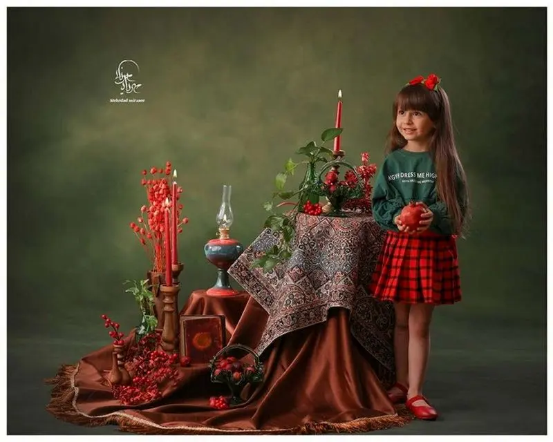 لباس یلدا کودک | لباس کودک یلدایی 1404 دخترانه و پسرانه قرمز و سبز مناسب عکاسی