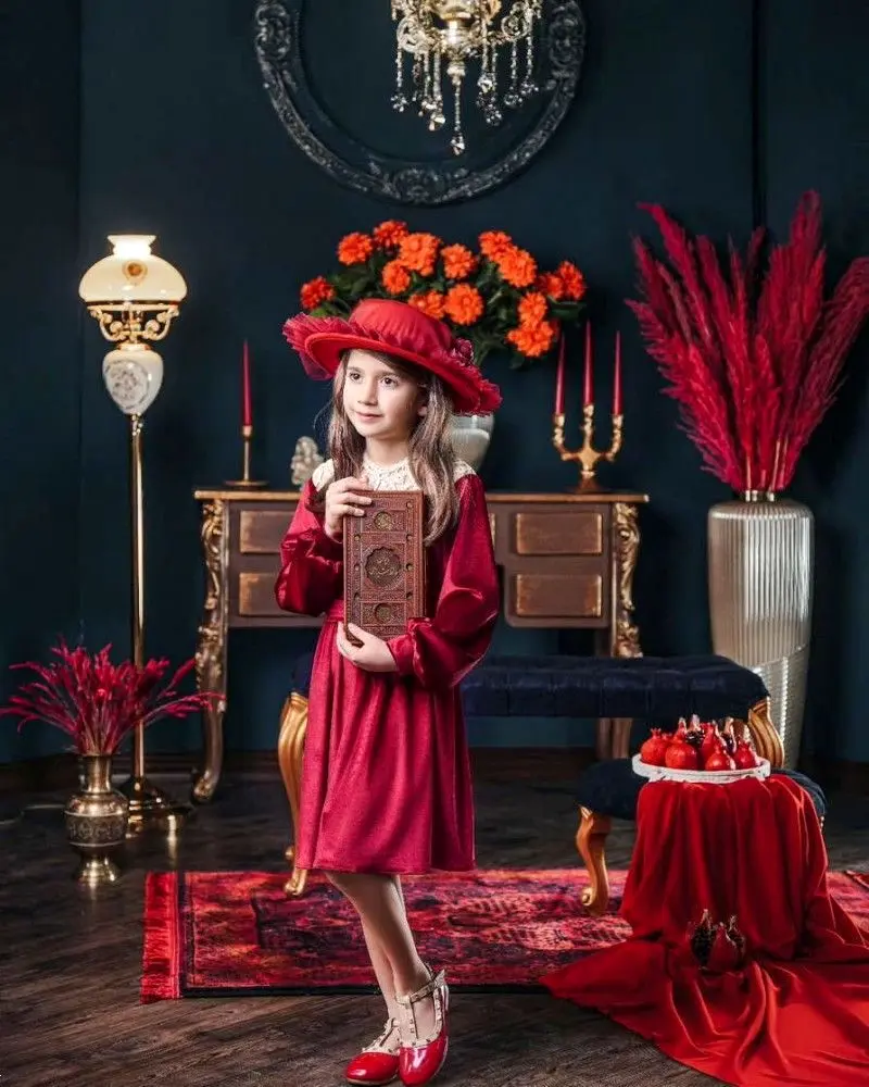 لباس یلدا کودک | لباس کودک یلدایی 1404 دخترانه و پسرانه قرمز و سبز مناسب عکاسی