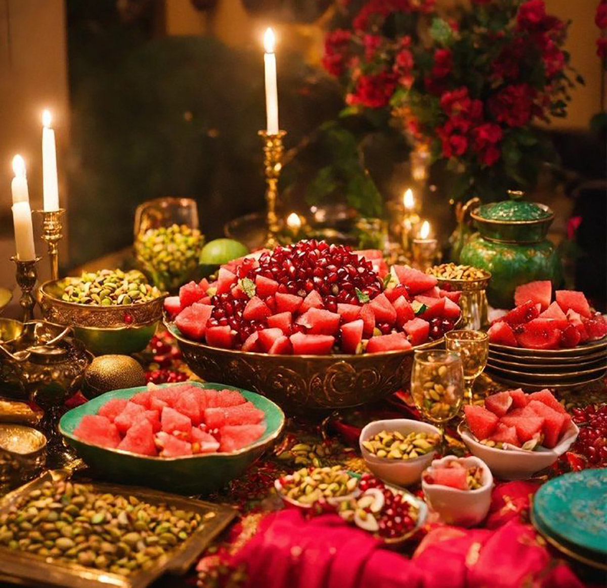 تزیین میز یلدایی ساده