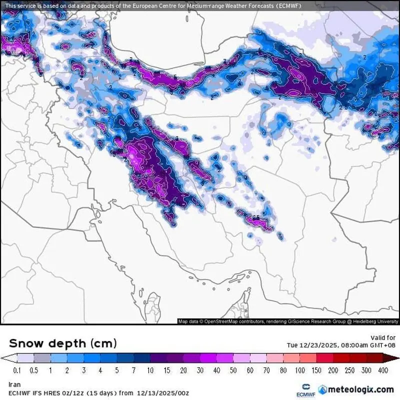 قویترین سامانۀ برفی در راه ایران