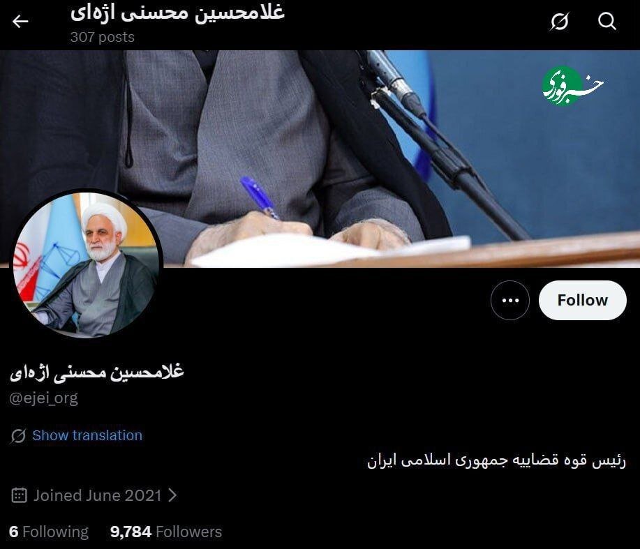 شبکه اجتماعی ایکس تیک آبی محسنی اژه‌ای هم پاک کرد/عکس